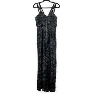 BCBGeneration Shimmer Burnout Sheer Strappy Jumpsuit Black Whimsigoth Witchy - 4